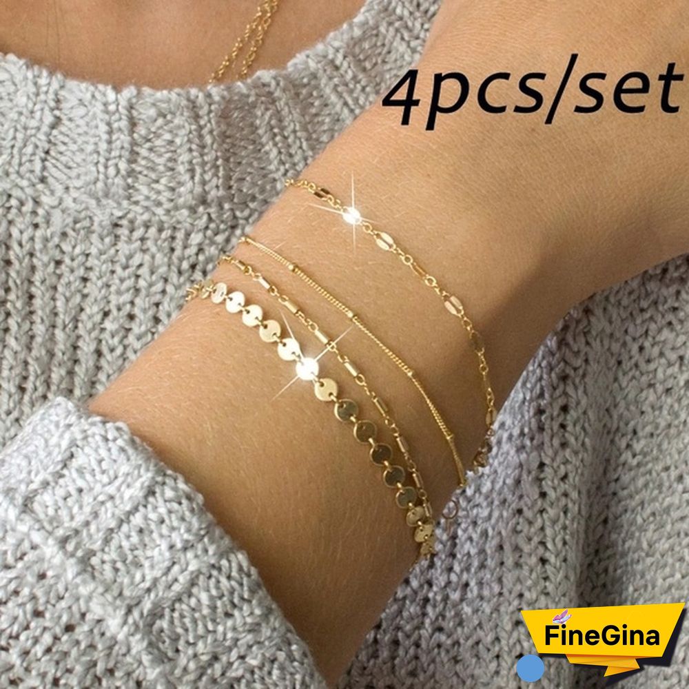 4pcs/set Jewelry New Wild Alloy Double-sided Wear Finger Bracelet