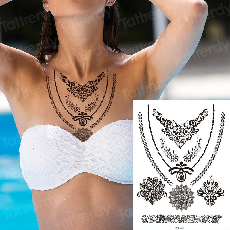 stockings tattoo legs black henna lace legging tatoo thigh hand rose flower jewelry stickers indian arabic water body decal