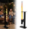 [US Local Warehouse] 50.79in Pellet Stove with Glass Tube Pellet Patio Heater with Table Wood Burning Stove Smokeless Firepit for Camping Beach Garden Balcony