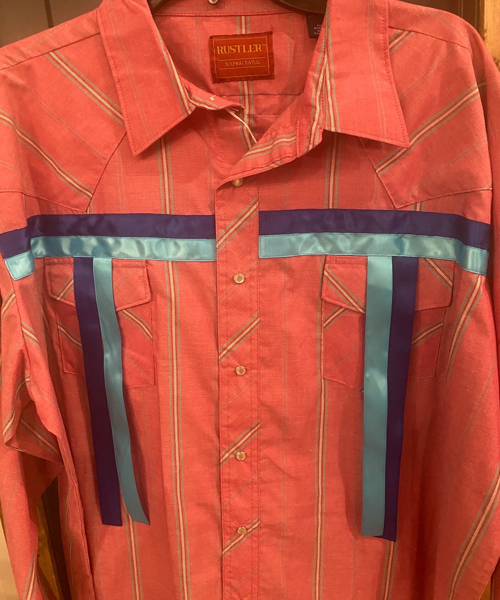 Native American Made Men&rsquo;S Pink/Blue Ribbon Shirt