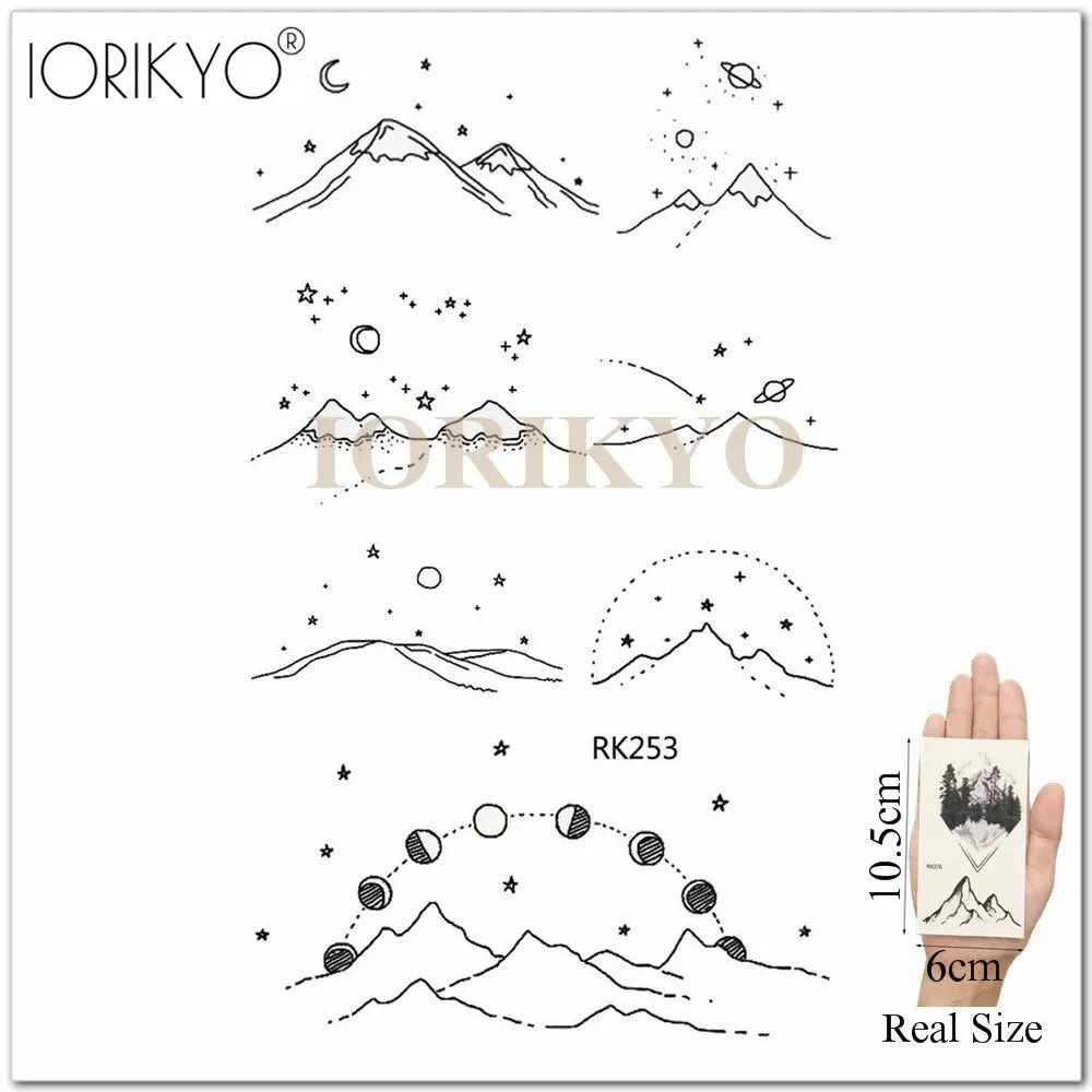 New Black Hummingbird Temporary Tattoo Stickers Women Arm Pencil Sketch Waterproof Tatoos Girls Forearm Birds Fake Tattoo Flower