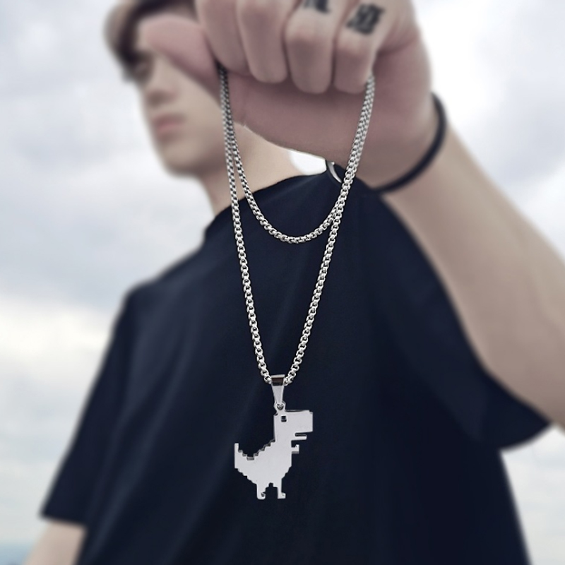 Titanium Steel Character Small Dinosaur Necklace