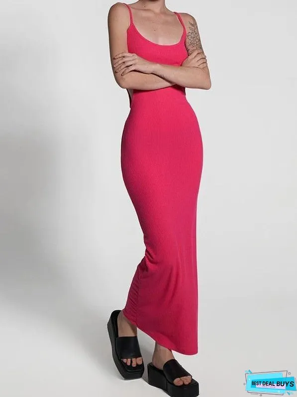 U-neck Slim Holoww Out Dress