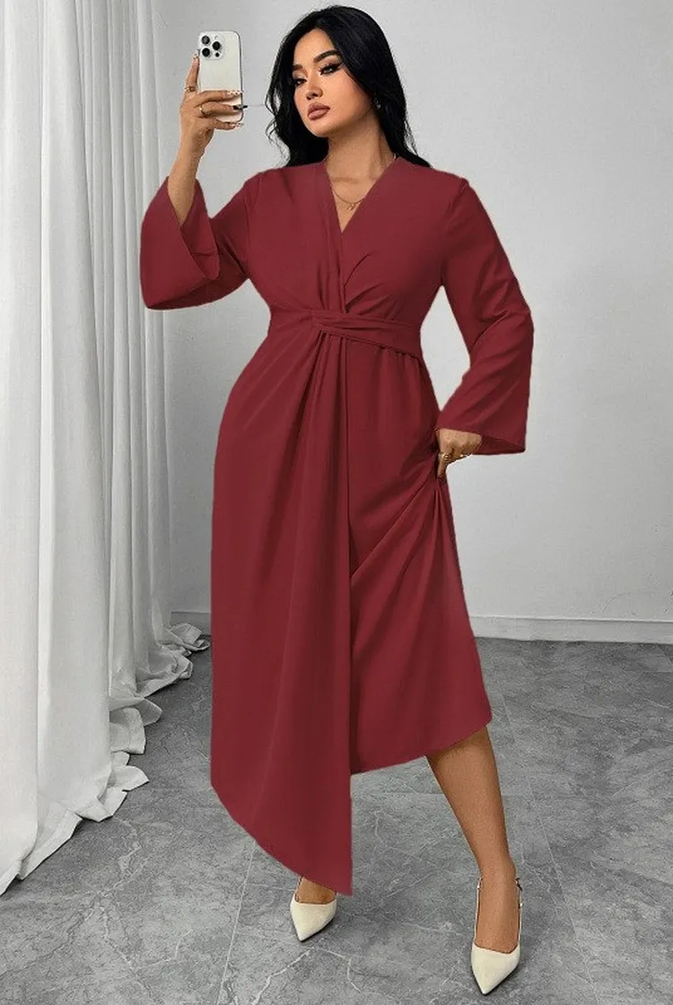 Long Sleeve Midi Dress with a Slim Fit for Women