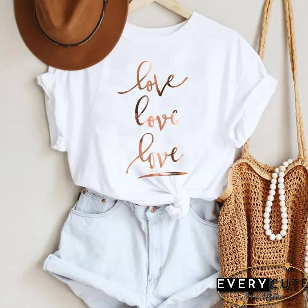 Women Cartoon Leopard Star Love Letter Trend 90S Fashion Summer Lady Print Tee Graphic T Top Female Tshirts Clothes T-Shirt