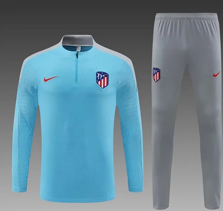 24-25 Atletico Madrid light blue training suit half-zip suit