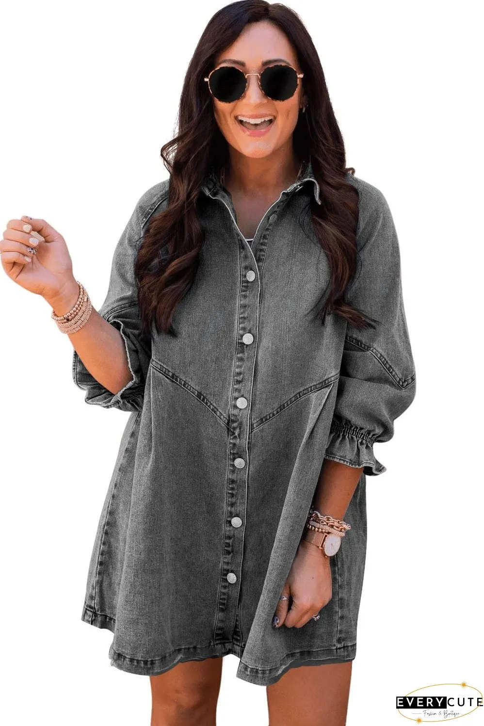 Drop Shoulder Denim Dress