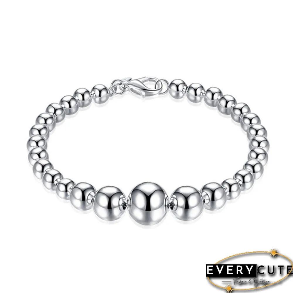 Factory price top quality 925 sterling silver bead jewelry sets necklace bracelet bangle