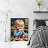 Blonde Little Girl Eating Breakfast-11CT Stamped Cross Stitch 40*55cm/15.75*21.65in