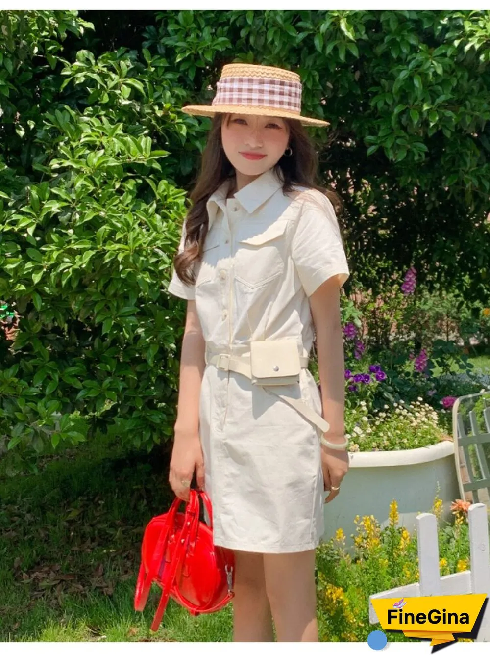 Safari Style Slim Fit Dress Women Summer Vintage Khaki Dresses With Waist Bag Female Button Cowboy Vestidos Mujer