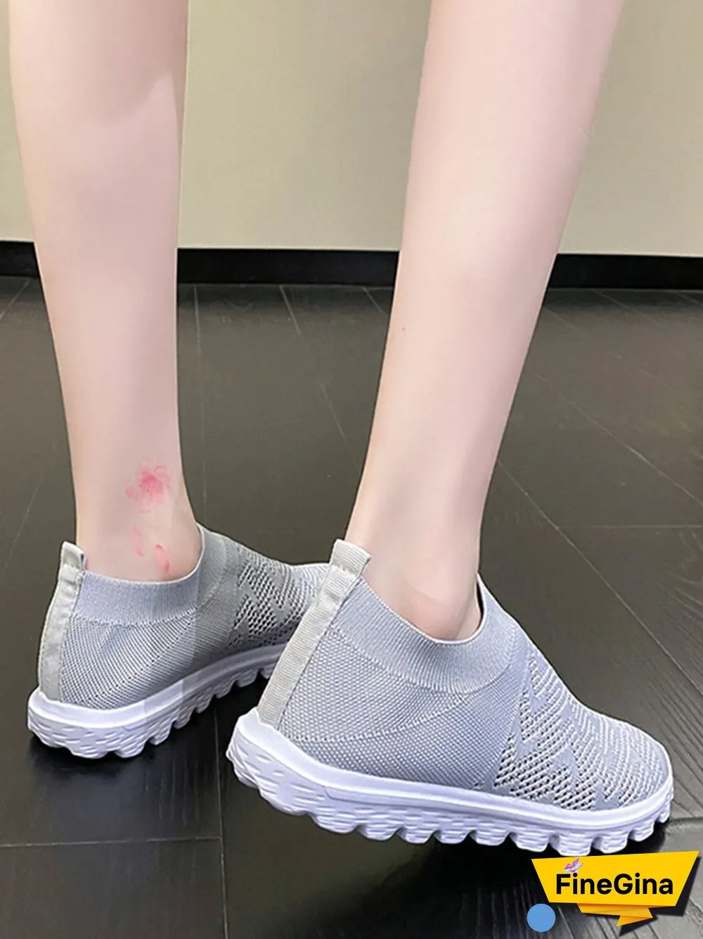 Geometric Lightweight Soft Sole Non-Slip Flyknit Sneakers