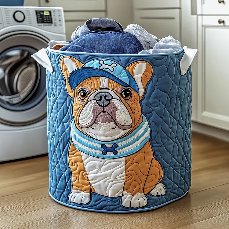 Adorable Bulldog Quilted Laundry Basket GFTOYC517