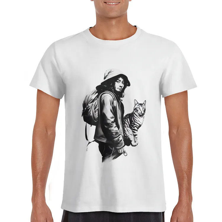 Ink Painting Cat Men's Shirt