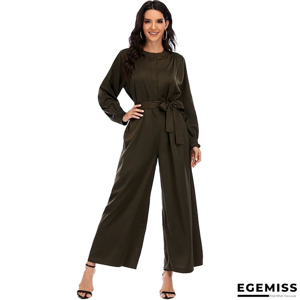 Fashion Jumpsuit Solid Color Waist Temperament Wide-leg Pants | EGEMISS