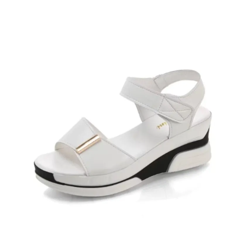 Pu Leather Women Sandals Shoes Platform Ladies White Sneakers Sandals Shoe 2021 Summer Open Toe Fashion High Heel Footwear