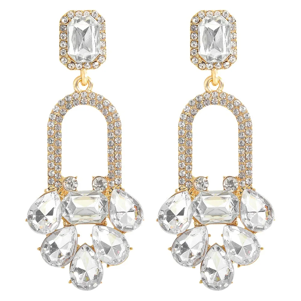 Dvacaman New Shiny Rhinestone Earrings Tassel Drop Earrings For Women Luxury Jewelry Long Dangle Earrings 2022 Party Accessories