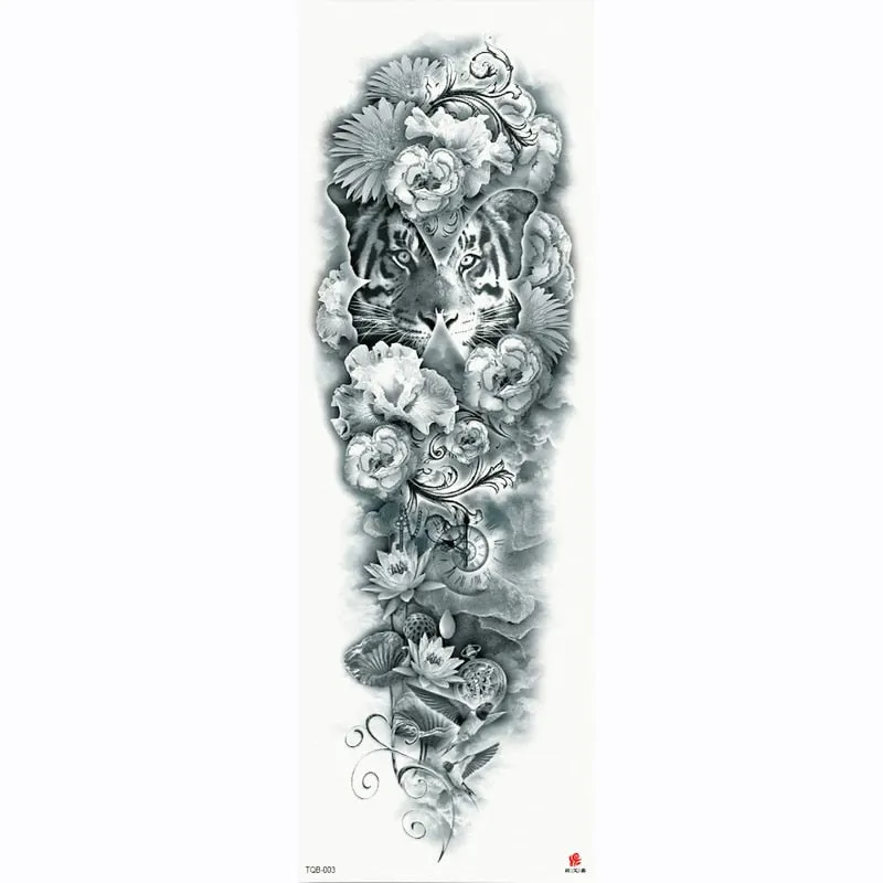 2018 New Full Flower Arm Tattoo Sticker Skeletons and Roses Temporary Body Paint Water Transfer Tattoo Sleeve