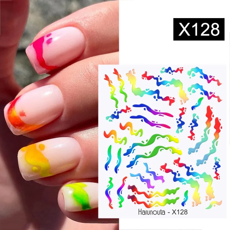 1Pc Spring Water Nail Decal And Sticker Flower Leaf Tree Green Simple Summer DIY Slider For Manicuring Nail Art Watermark
