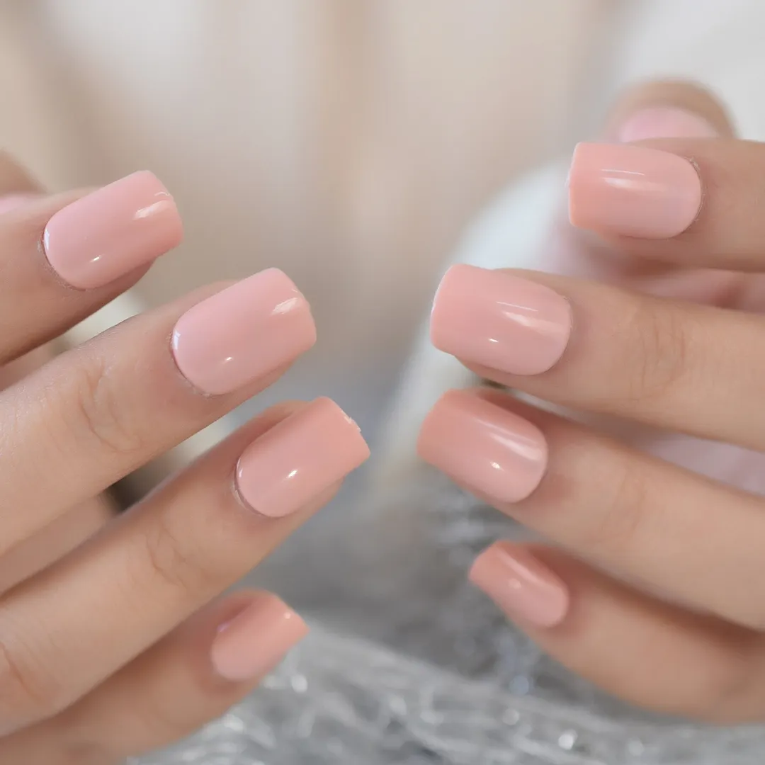 Mix Color Nail Short Squoval Dark Red Petie Fake Nails Glossy Shiny Ladies Fingernails Perfect for Office Lady with Adhesive-Nail Inspo