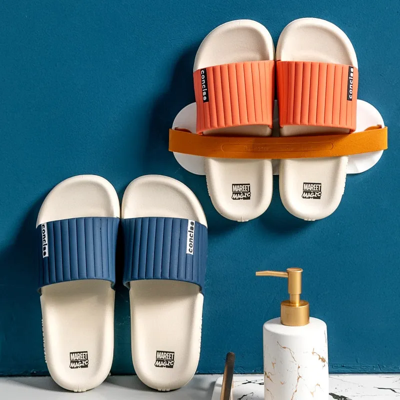 Stripe Home Couple Shoes Men Summer Slippers Outdoor Beach Sandals Women Soft PVC Non-slip Slippers Indoor Shower Flip Flops