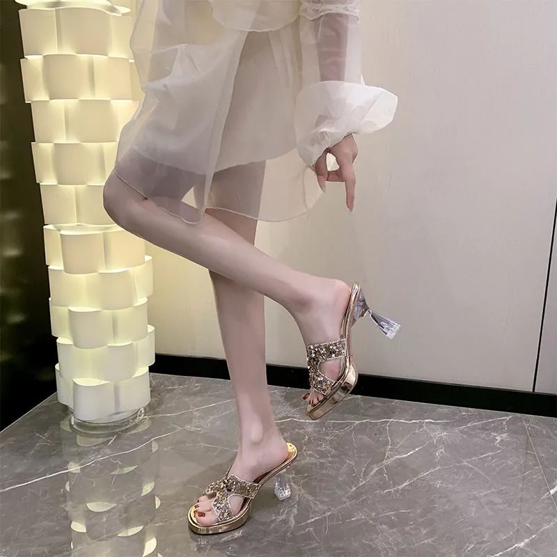 Breakj Breakj Water Drill High Heels Do Not Tired Feet Sandals Temperament Elegant Coarse And Waterproof Waterproof Thick-Soled Slippers Single Shoes Women Shoes