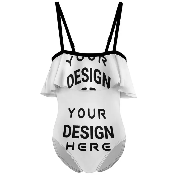 Personalized Design Children's Off-shoulder Swimsuit Full Print