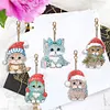 5Pcs DIY Christmas Cat Diamond Painting Keychain（Double-Sided)