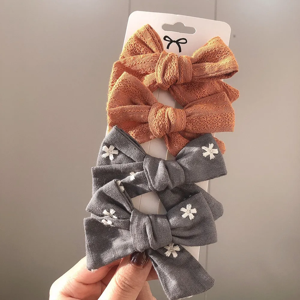 4Pcs/set 2021 New Leopard Print Hair Clips For Cute Girls BB Boutique Hairpins Bowknot Barrettes Headwear Kids Hair Acesssories