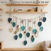 (Finished Product)Macrame Wall Hanging Macrame Leaves Tapestry Wall Hanging Decoration Boho Leaf Feather Tassel Garland Tapestry for Bedroom Living Room Nursery Decor