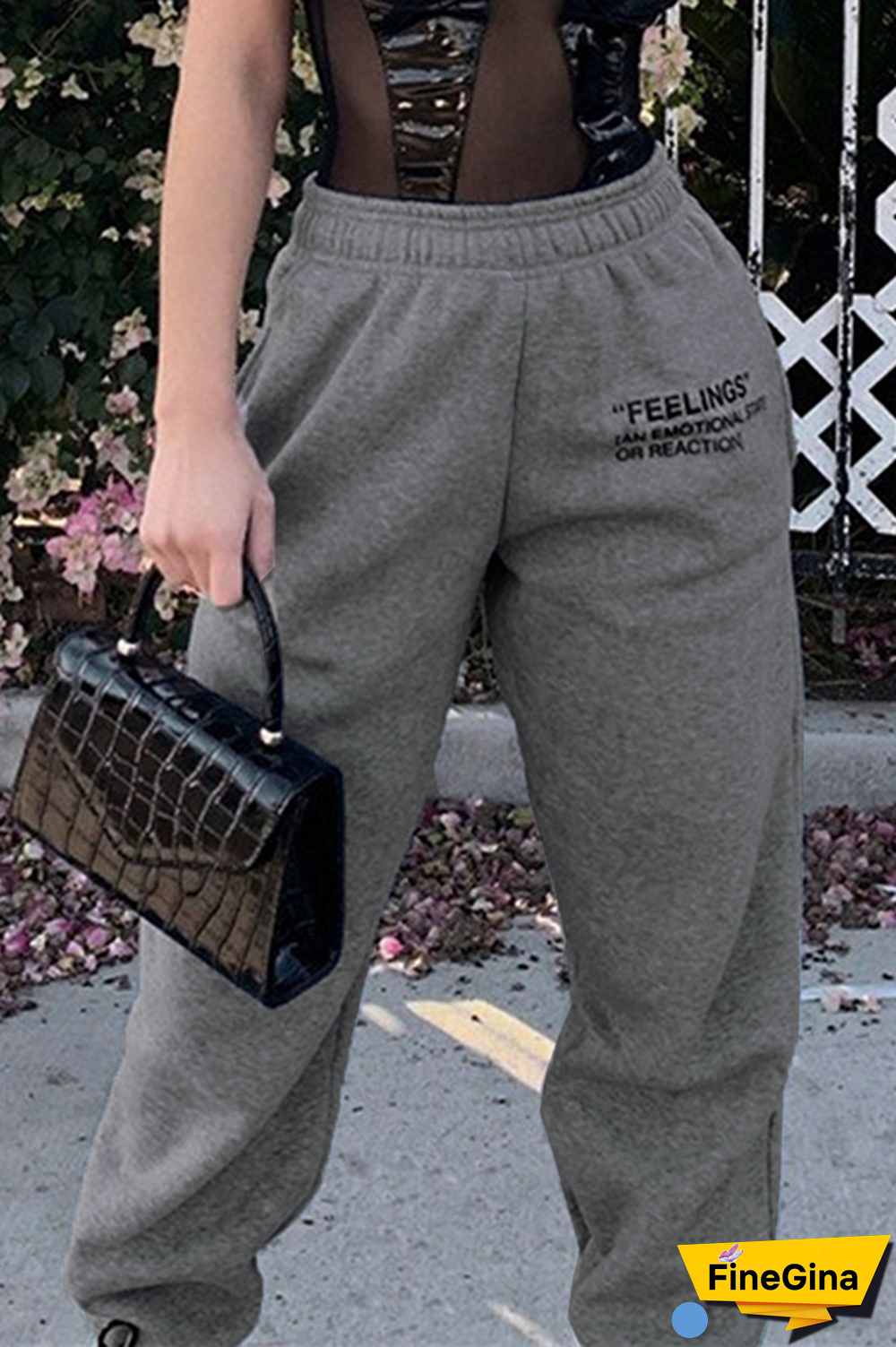Casual Street Letter Split Joint Pocket Loose Positioning Print Bottoms