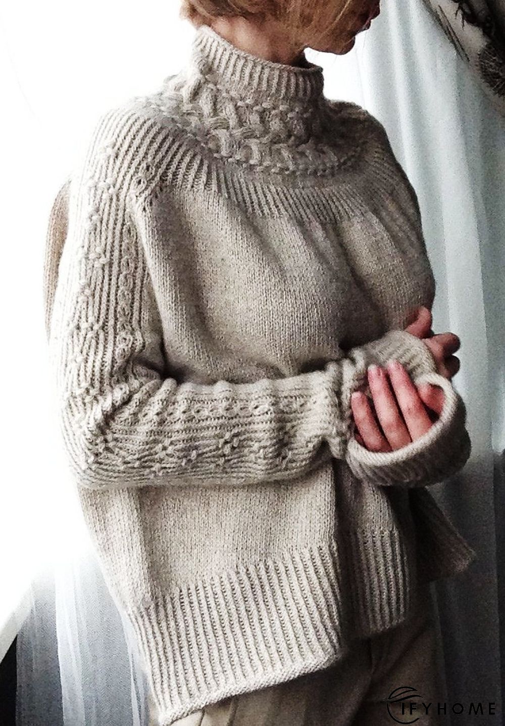 Knitted Plain Casual shirt & Top | IFYHOME
