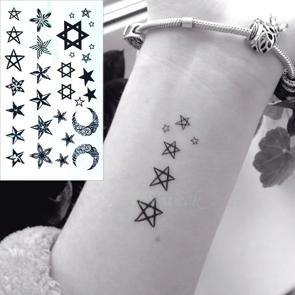 Waterproof Temporary Tattoo Sticker Small Cross Rose Flower on Finger Neck Hand Flash Tatoo Fake Tatto for Girl Women Men
