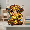LED 3D Animal Night Lamps Sunflower Highland Cow Table Lamp Cute Bedside Decorations Lamp USB Handcrafted Stained Glass Night Light for Living Room Desk Decor
