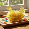 Vintage-Style Glass Hen on Nest Dish with Lid Tabletop Dessert Plate Snack Bowl