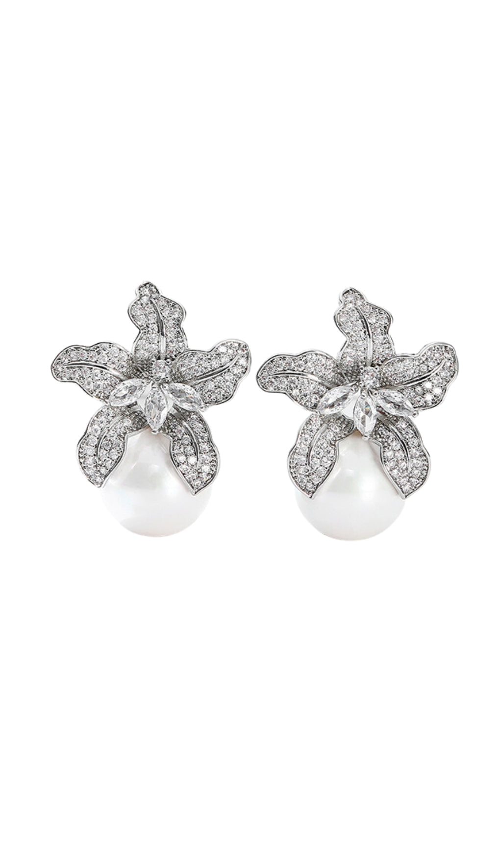 Lily Silver Pearl Earrings Flowering Girl