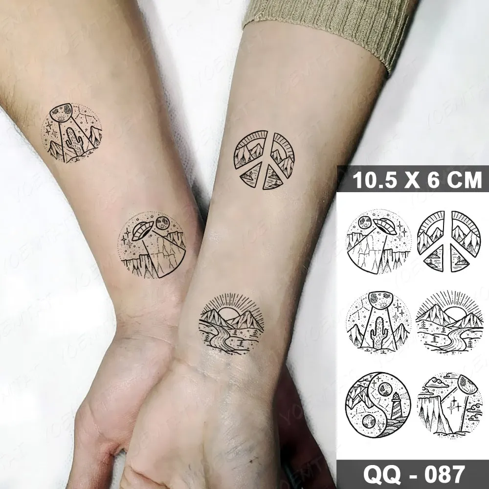 Waterproof Temporary Tattoo Sticker Moon Star Universe Cloud Flash Tatoo Cute Lines Hand Wrist Fake Tatto For Body Art Women Men