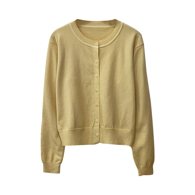 Brownm Brownm Cardigan Women 2025 Early Spring New Coat Yellow Coat Autumn High-End Small Sweater