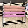 [US Local Warehouse] Fabric Roll Storage Rack with Wheel Large Textile Fabric Display Rack Floor-To-Ceiling Adjustable Hanging Rod Bracket Display Shelf Movable Organizer Holder for Curtain/Wallpaper/Tablecloth