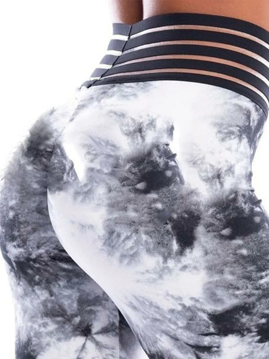 Board Waist Tie-Dye Slimming Yoga Pants Leggings