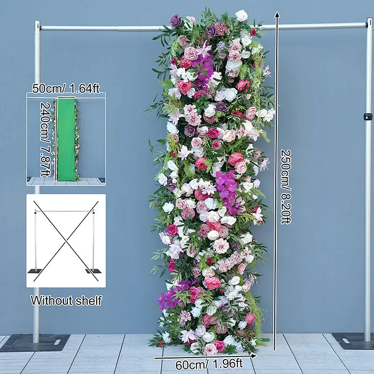 A8775 Pink Greenery Cloth Base Flower Row Decor Wedding Backdrop Square Frame