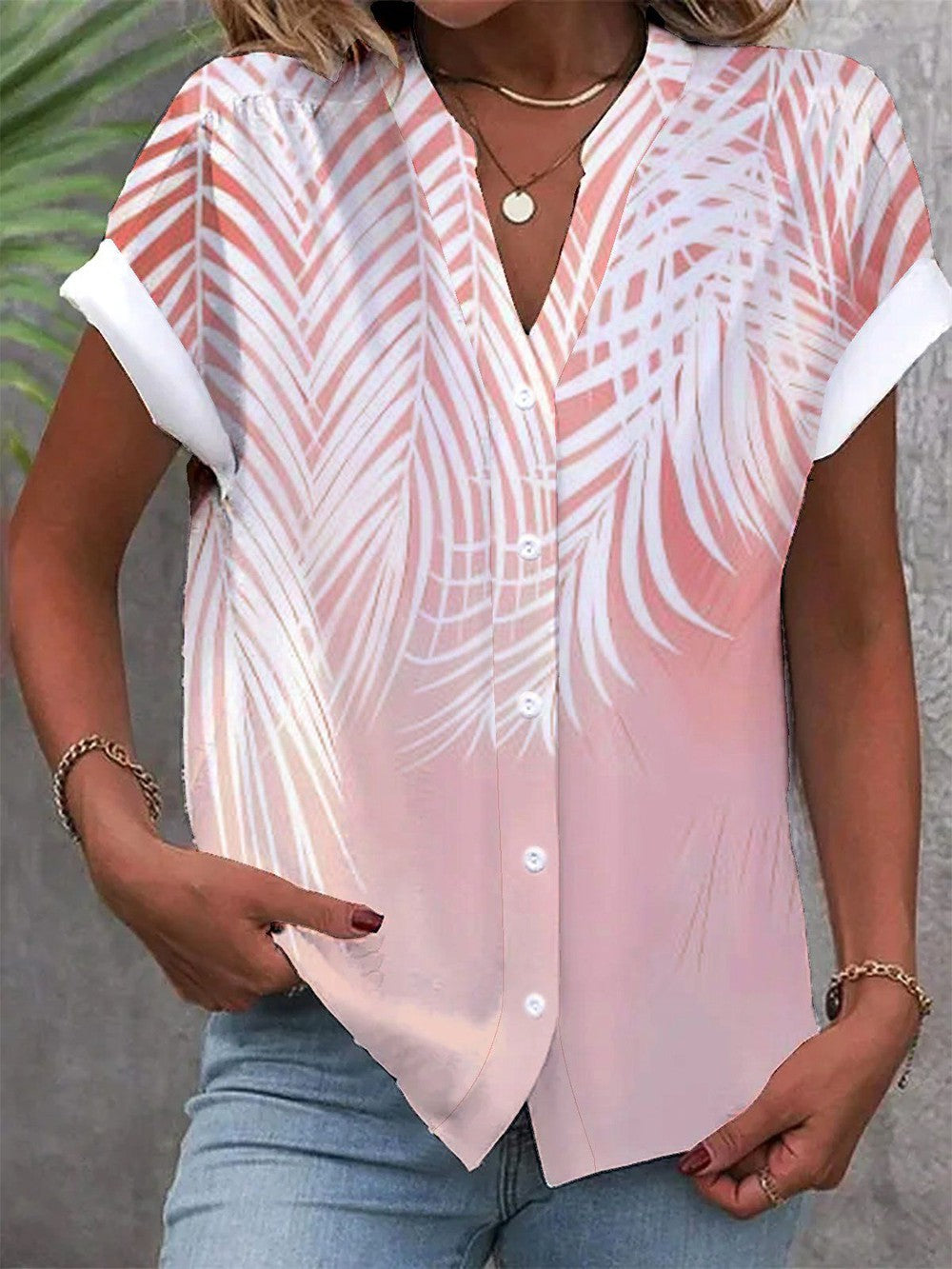 Women's Sweet Print Short Sleeve Top