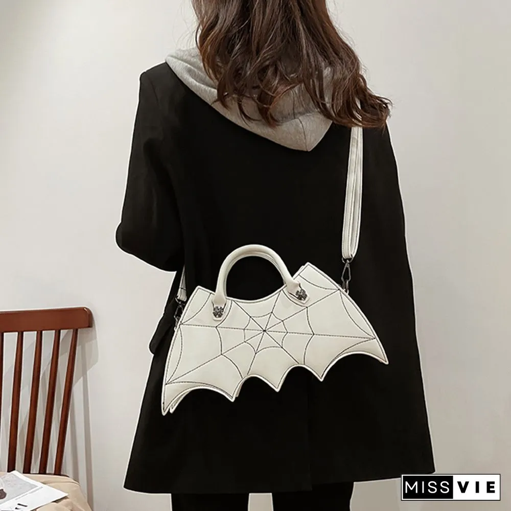 Spider Web Print Bat Irregular Crossbody Bag