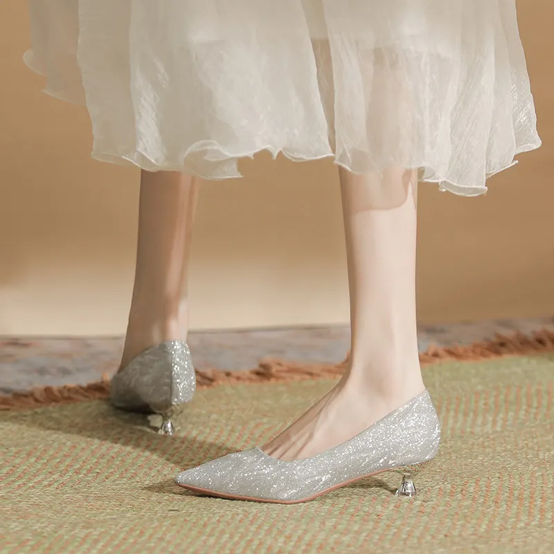 Churchf Churchf Autumn New Soft Leather Head Not Tired Single Shoe Fine Heel Temperament Shallow Versatile High-Heeled Shoes Work Shoes