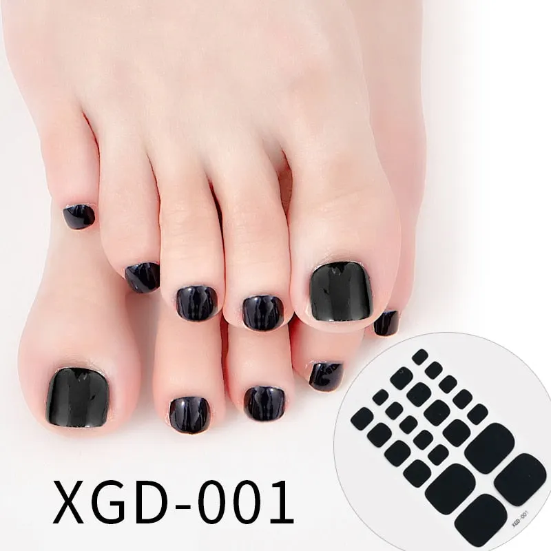 22tips Fashion Toe Nail Stickers/Strips Nail Art Fake Nails Stickers for Nails Toe Self-Adhesive Feet Stickers Drop Shipping
