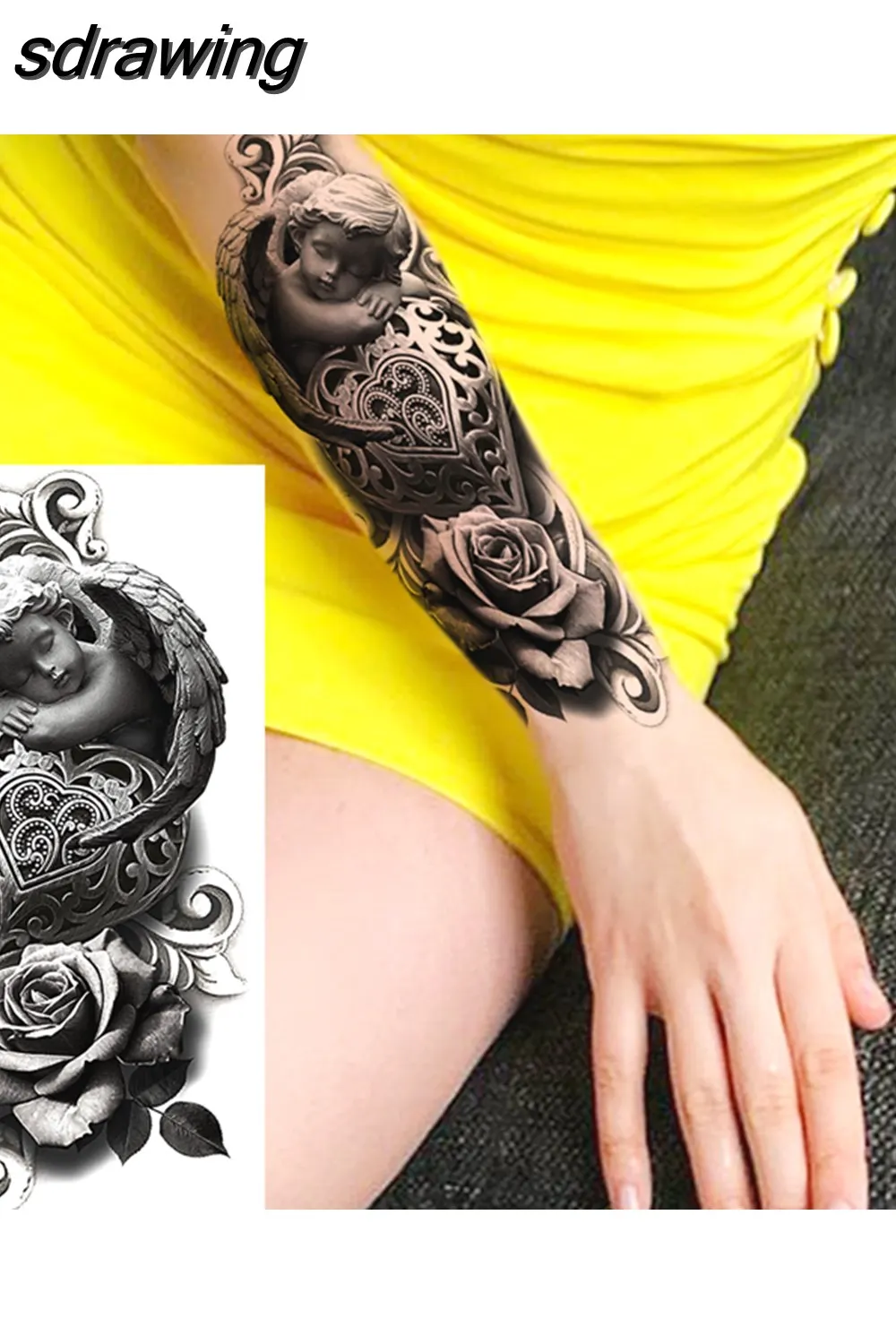 sdrawing Realistic Black Devil Temporary Tattoos For Men Adult Tiger Pirate Skeleton Vampire Fake Tattoo Forearm Scary Tatoo Joker