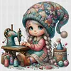 Gnome Sewing-11CT Stamped Cross Stitch 50*50cm/19.69*19.69in