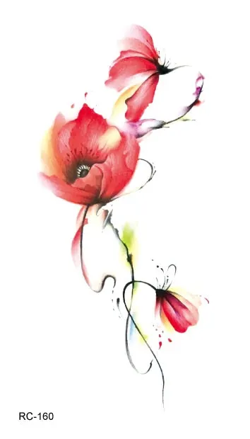 52 Kinds Watercolor Flora Lavender Waterproof Fake Tattoos Temporary Women Arm Chest Ankle Stickers Floral Body Art Tatto Flower
