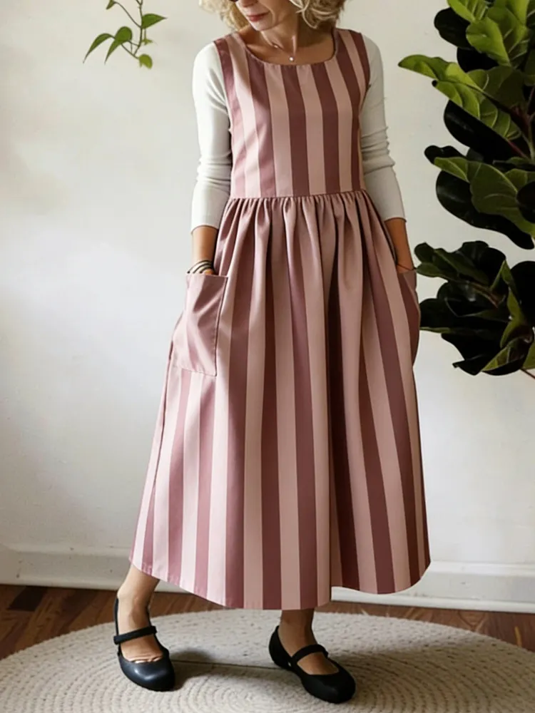 Pink Striped Apron