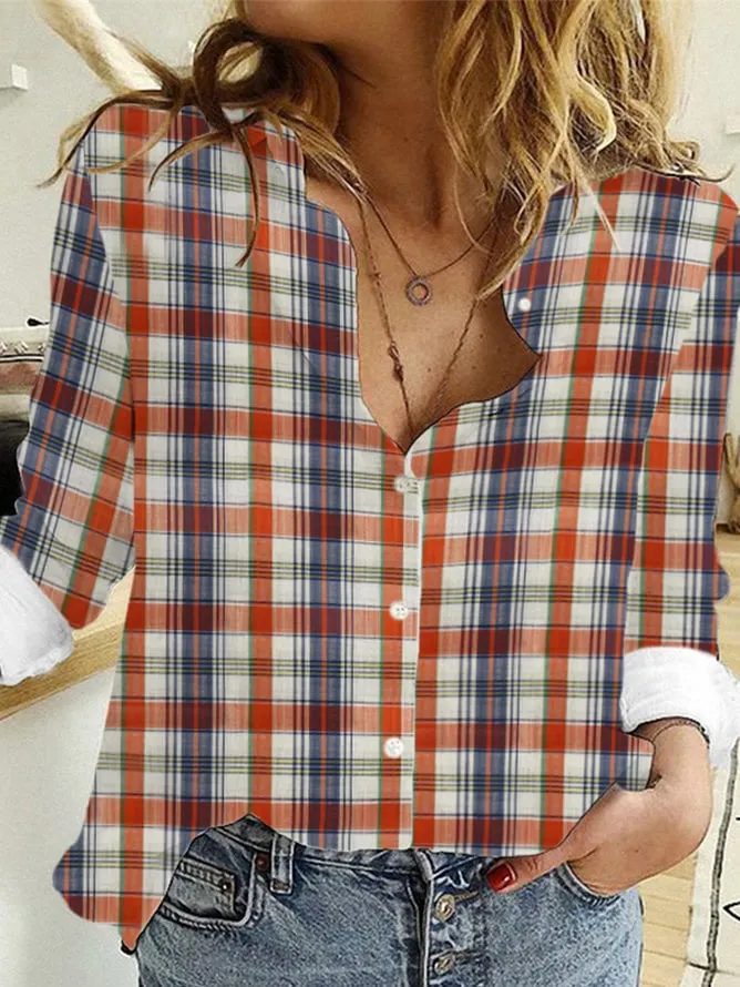 Women&lsquo;s Vintage Plaid Print Shirt