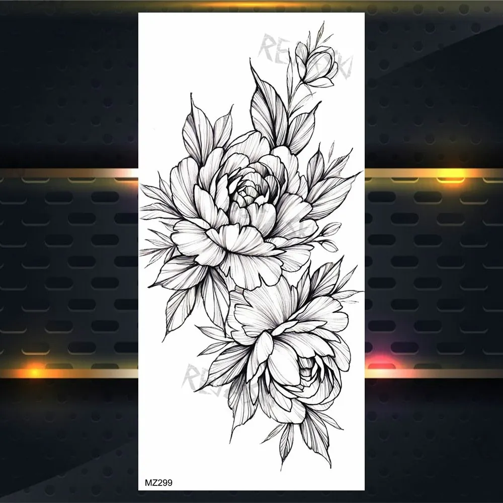 Sdrawing Rose Jewelry Water Transfer Tattoo Stickers Women Body Chest Art Temporary Tattoo Girl Waist Bracelet Flash Tatoos Flower